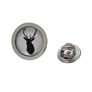 Circular Green Deer Head Design Lapel Pin